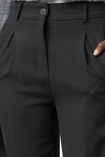 Trendyol Collection Anthracite Wide Leg Wide Leg Pleated Woven Trousers Twoaw25Pl00105