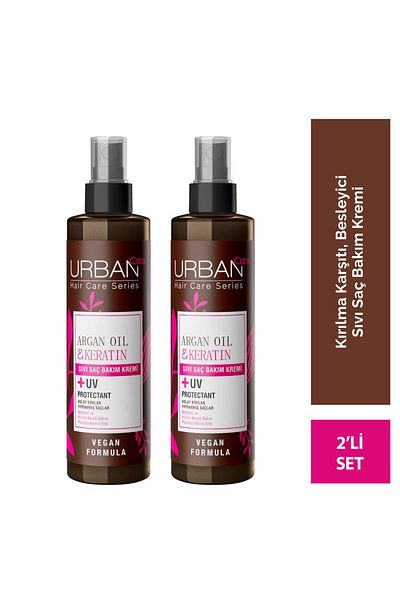 Urban Care Argan Oil & Keratin Easy Break Liquid Hair Care Cream Special for Damaged Hair 2X200Ml-Vegan