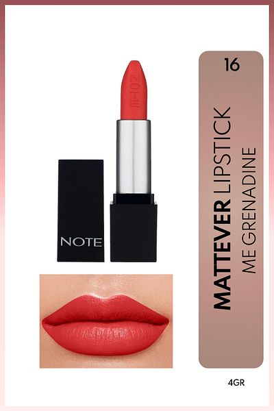 NOTE Mattever Lipstick Semi Matte Satin Finished Lipstick 16 Me Grenadine - Pomegranate Flower