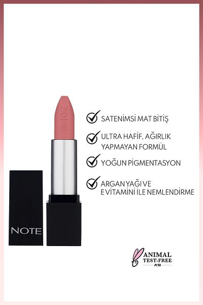 NOTE Mattever Lipstick Semi Matte Satin Finished Lipstick 05 Rose Delights - Pink
