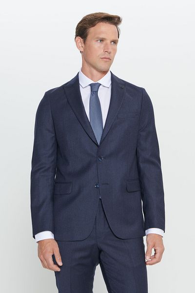 ALTINYILDIZ CLASSICS Slim Fit Slim Fit Swallow Collar 100% Wool Striped Suit