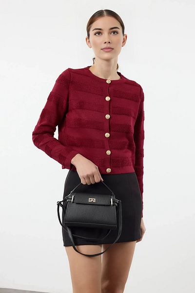 TRENDYOL SHOES Fekete fémes részletes női mini városi válltáska TAKAW25OC00008