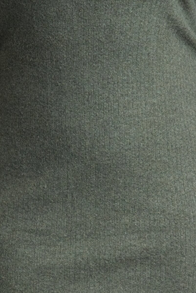 Trendyol Curve Χακί Φόρεμα με ριμπ χειμωνιάτικο πλεκτό σε μέγεθος