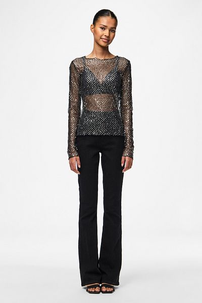 PIECES Pcrissi Ls - Stylowy top z cekinami zaprojektowany przez Jrs