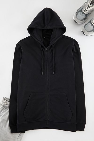 Trendyol Collection Φούτερ 2 συσκευασιών Black and Snow Melange Fleece - Κανονική εφαρμογή TMNAW25SW00204