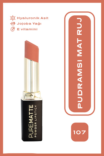 Golden Rose Pure Matte Powder Lipstick No: 107 - Nemlendirici Pudramsı Mat Ruj
