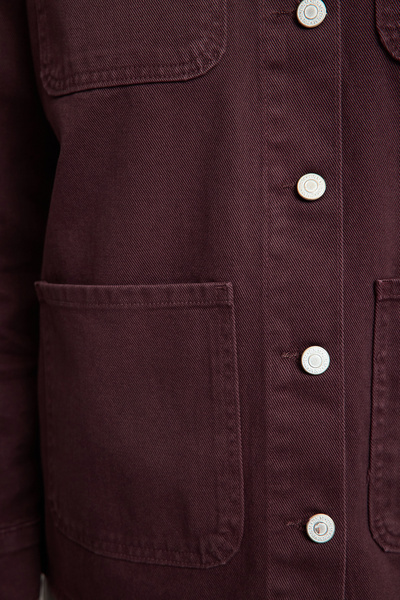 Trendyol Collection Burgundy Suede Contrast Collar Denim Shirt Jacket Twoaw25Ce00026