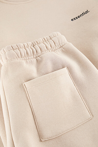 Trendyol Collection Text Printed Oversize Fleece Tracksuit Set - Tmnaw24Em00004