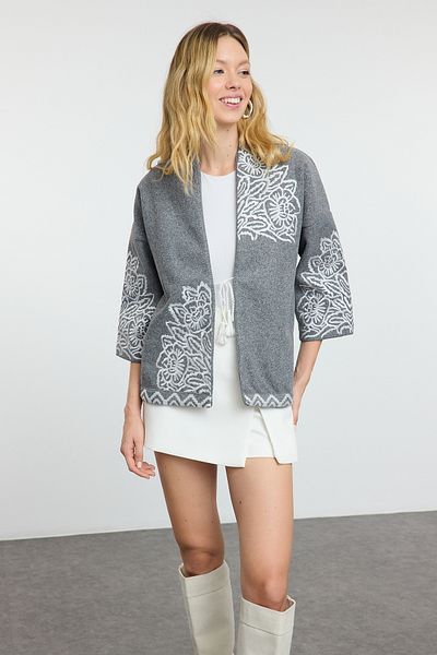 Trendyol Collection Gray Jacket with Embroidery Detail - Twoaw25Ce00085