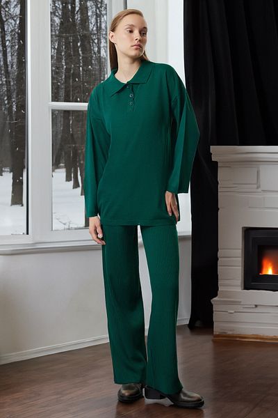 Trendyol Modest Polo Collar Emerald Green Knitwear Suit - TCTAW25US00039