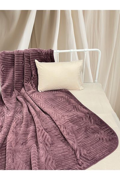 Özdilek Single Plum Blanket with Thick Embos