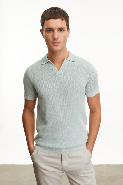 Mudo ملابس تريكو ذات ياقة بولو وأكمام قصيرة