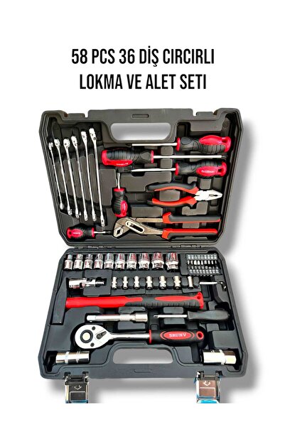 EKİNLER 58 Parça Lokma Anahtar Takımı 1- 4 ve 1- 2 El Aletleri Seti