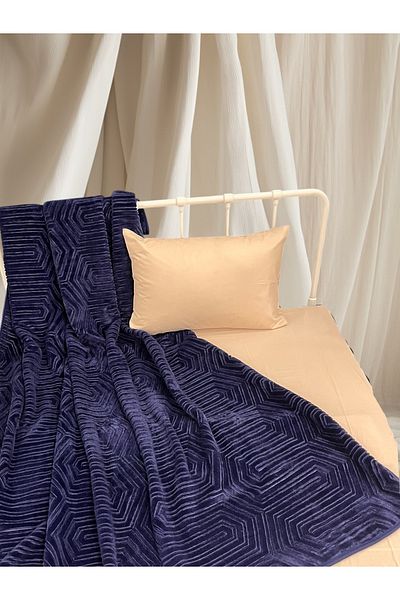 Özdilek Navy Blue Single Thick Embos Blanket