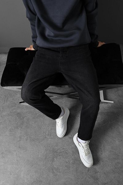 Slatra Ανδρικό τζιν Boyfriend Fit από βαμβακερό εφέ μαύρης πέτρας