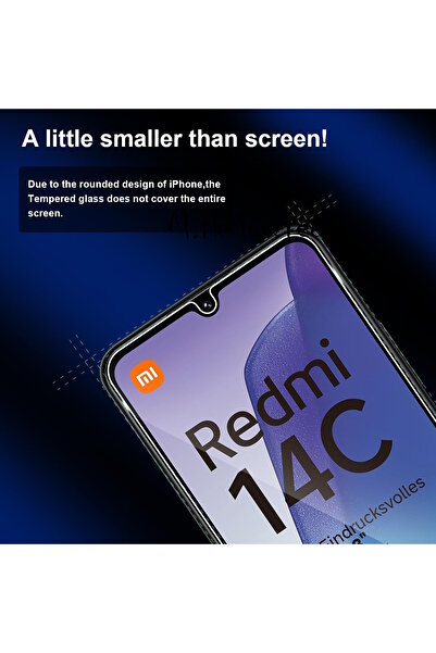 m.tk moveteck Xiaomi Redmi 14C Uyumlu Ekran Koruyucu Kırılmaz Cam 9H Temperli Ekran Camı Şeffaf Passifik