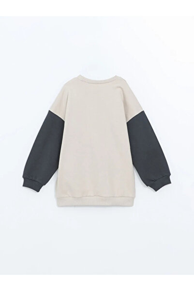 LC Waikiki Lcw Kids Light Gray Crew Neck Printed Sweatshirt and Sweatpants Set for Baby Boy - Set of 2