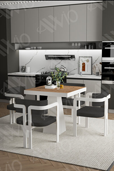 AVVİO DORA Lake Mdf Ayak Tokyo Demonte Sandalye 80x80 Yemek Masası Mutfak Mas...