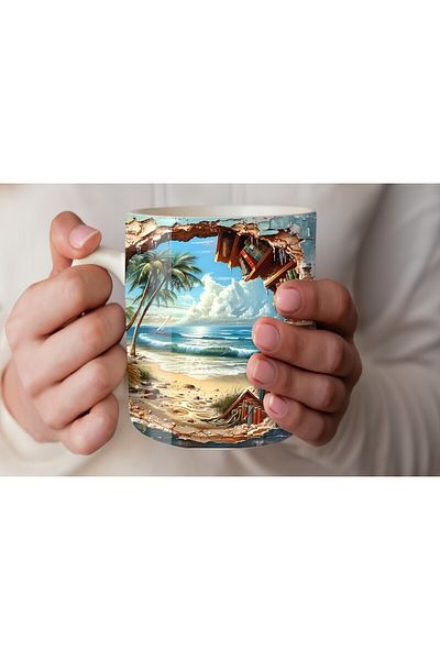 Evion Bookshelf Library Printed 3D Design Ceramic Mug - Gift Mug Cup
