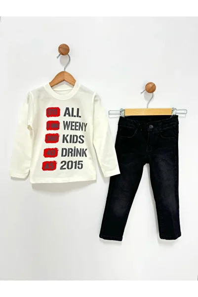By Cwhr Long Sleeve Badi Boy's Denim Trousers Boy's Stamp College Coat Set