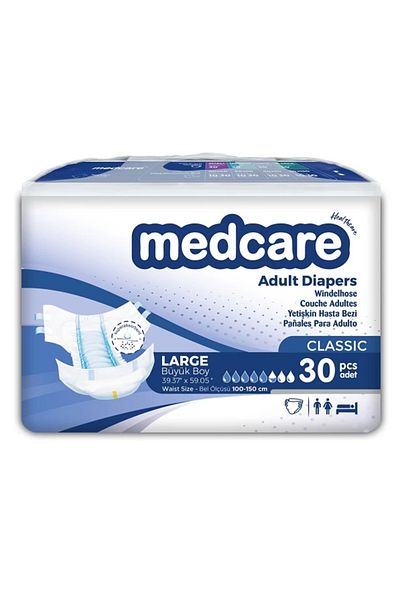 MEDCARE 30 Classic Patient Diapers - Large with Waistband