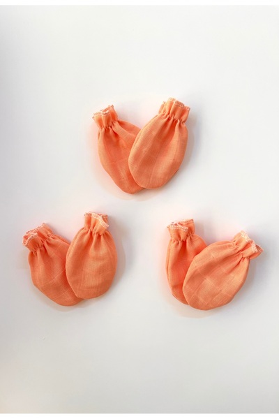 runbaby Pamuklu Tek Kat Müslin Kumaş 3 Çift Bebek Eldiven