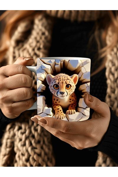 Evion Baby Animal Printed 3D Design Ceramic Mug - Gift Mug Cup