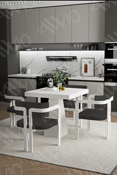 AVVİO DORA Lake Mdf Ayak Tokyo Demonte Sandalye 80x80 Yemek Masası Mutfak Mas...