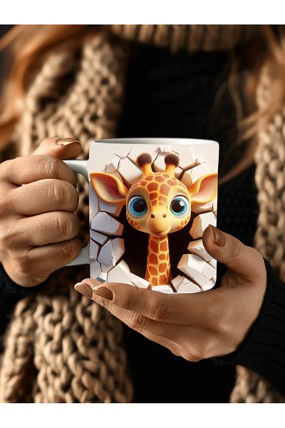 Evion Baby Animal Printed 3D Design Ceramic Mug - Gift Mug Cup