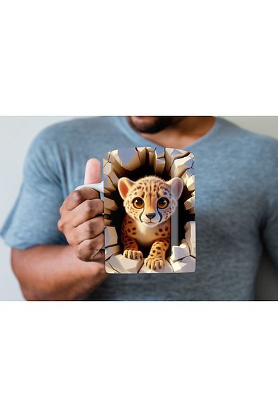 Evion Baby Animal Printed 3D Design Ceramic Mug - Gift Mug Cup