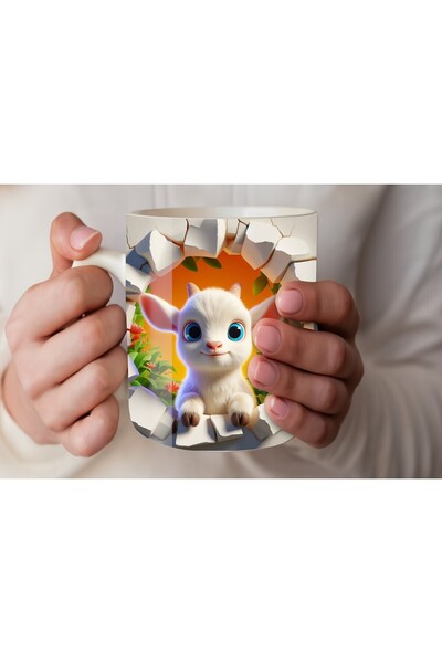 Evion Baby Animal Printed 3D Design Ceramic Mug - Gift Mug Cup