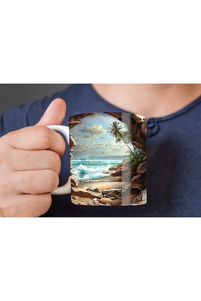 Evion Bookshelf Library Printed 3D Design Ceramic Mug - Gift Mug Cup