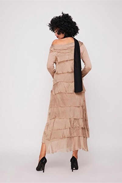 Bohem Stil Ιταλικό φόρεμα 2 μεγεθών με λεπτή εμφάνιση με μακρυμάνικο μεταξωτό φόρεμα