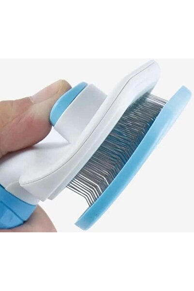 Busstier Blue Automatic Cleaning Cat and Dog Comb - Practical Ergonomic Comb to Reduce Hair Loss