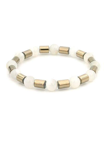 SUMRA Moon Stone and Hematite Natural Stone Bracelet Sm-B-0185