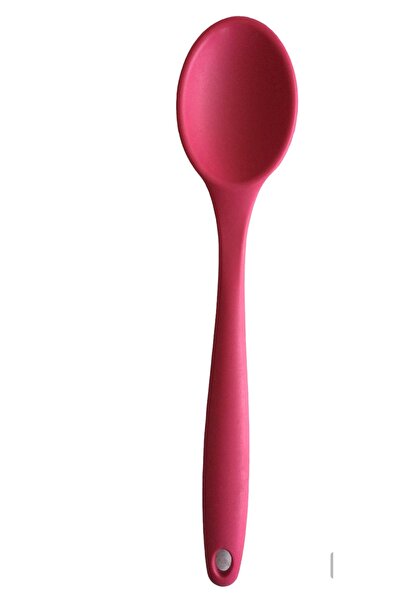 PİNK ROSE Bybirgül Large Size Fireproof Non-Stick Silicone 3-Piece Spoon Spatula Set, White+Red + Anthracite Color 3 Pieces