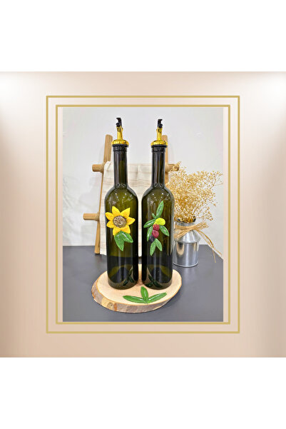 PitrakStore Olive Oil-Sunflower Oil Bottle 750ml Set of 3 with Stand Gift