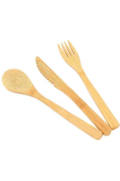TARIK HOME Japanese Style Tableware Wooden Bamboo Cutlery Set (with Teaspoon Gift)