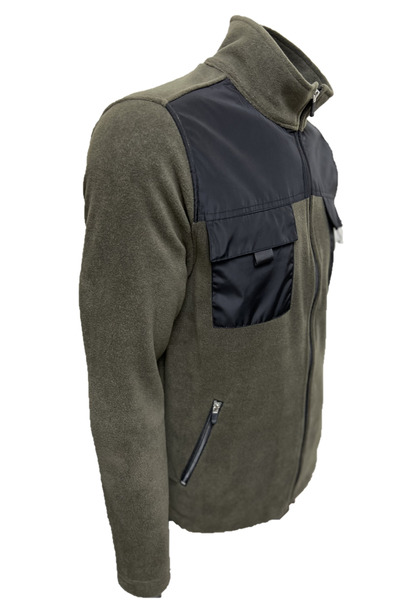 Polviton Men's Fleece Jacket Tactical Tactical Flecee Khaki No Velcro on the Closures!