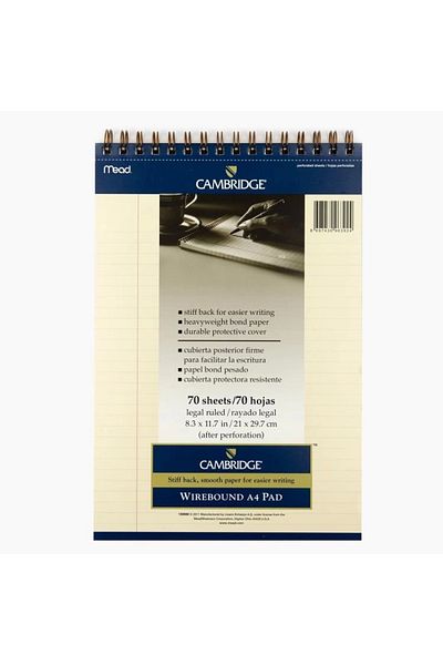 Cambridge MEAD CAMBRIDGE A4 70 YP - لوحة مذكرة حلزونية مخططة أنثى عاجية