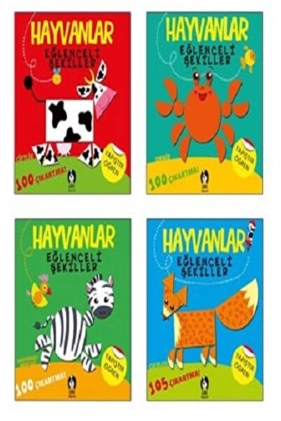 Eksik Parça Yayınları Hayvanlar Eğlenceli Şekiller Seti-4 Kitap Takım