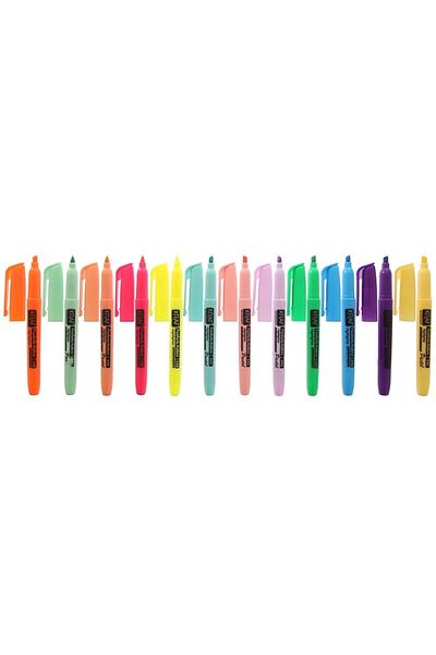 KRAF 340/345-12 - Set of 12 Pastel and Bright Colored Highlighter Pens