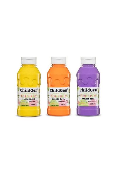 ChildGen Natural Colors Set of 3 - Vibrant Finger Paint Color 350ml Orange-yellow-purple