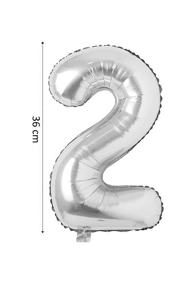 asöy New Year 2025 Silver Color Number Foil Balloon Small Size 36 cm