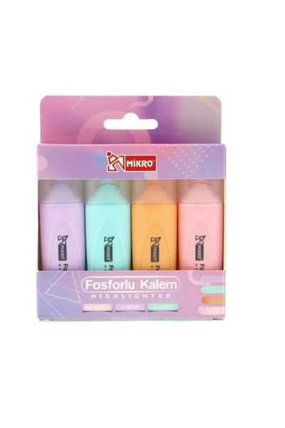 Mikro Mk 605P Pastel Highlighter Marker 4 Pack