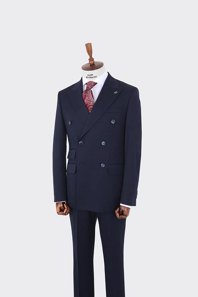 Kadir Büyükkaya Swallow Collar Double Breasted Men's Suit-Kaw1260W