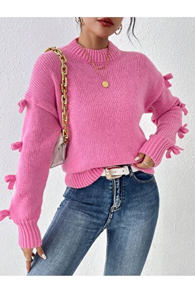 ANUBİS Kadın Bisiklet Yaka Kurdele Detaylı Triko Kazak