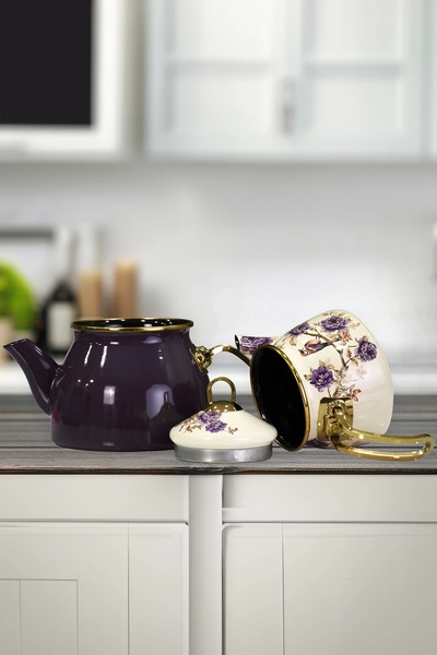 PR HOME Fiorella Gold Model Emaye Çaydanlık