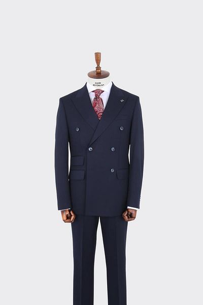 Kadir Büyükkaya Swallow Collar Double Breasted Men's Suit-Kaw1260W