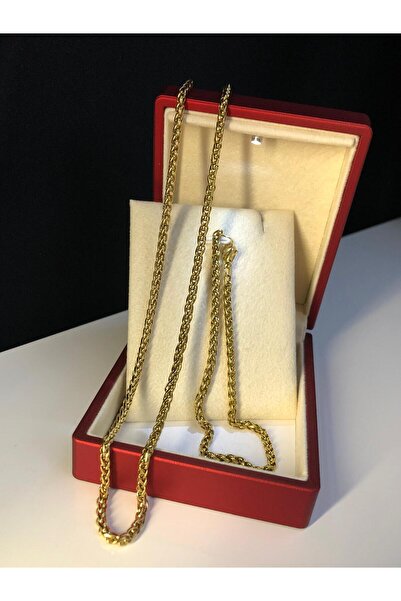 vogutima Erkek Çelik Set - 3mm Spiga Altın Kaplama, Sevgiliye, Eşe, Babaya Bi...